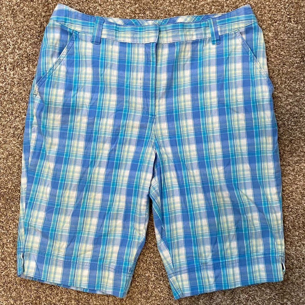 Kim Rogers Plaid Boho Womans Bermuda Shorts Size 12